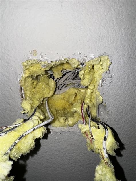 great stuff foam in electrical boxes|Is spray foam inside electrical outlet like this a fire .